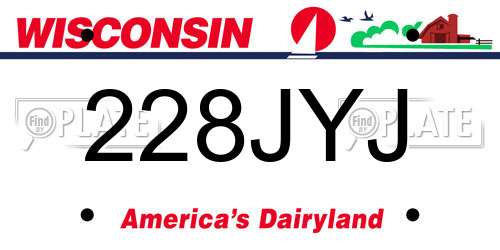 228JYJ Wisconsin License Plate