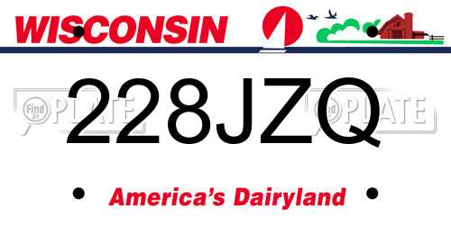 228JZQ Wisconsin License Plate