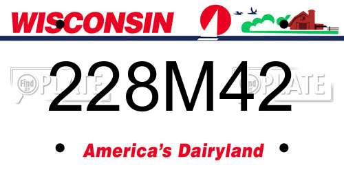 228M42 Wisconsin License Plate