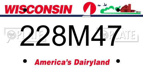 228M47 Wisconsin License Plate