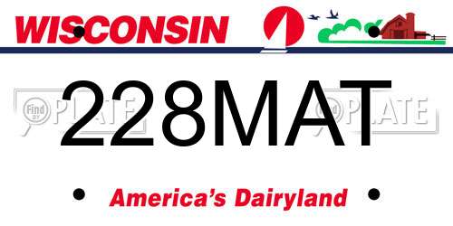 228MAT Wisconsin License Plate