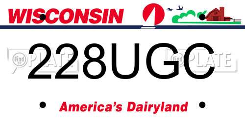 228UGC Wisconsin License Plate