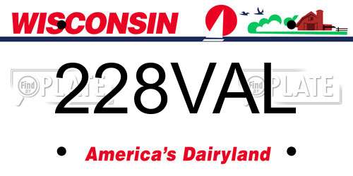 228VAL Wisconsin License Plate