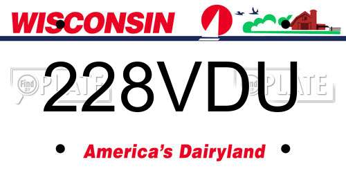 228VDU Wisconsin License Plate