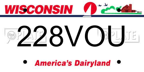 228VOU Wisconsin License Plate