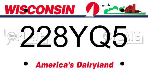 228YQ5 Wisconsin License Plate