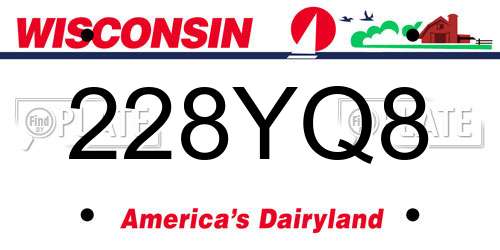 228YQ8 Wisconsin License Plate