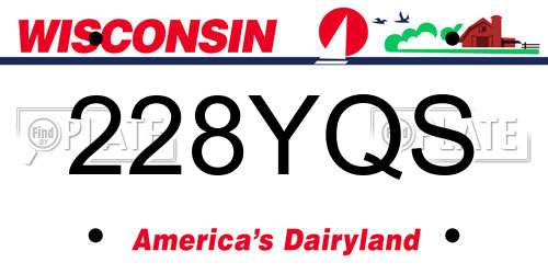 228YQS Wisconsin License Plate