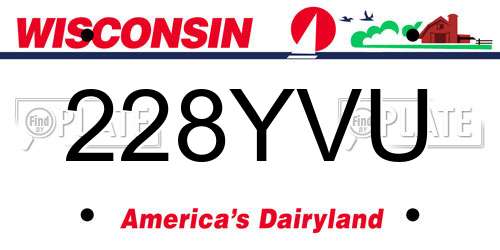 228YVU Wisconsin License Plate
