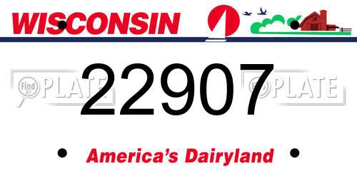 22907 Wisconsin License Plate