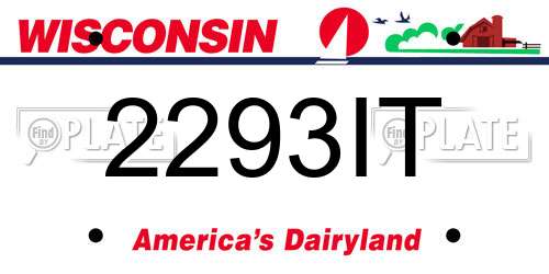 2293IT Wisconsin License Plate