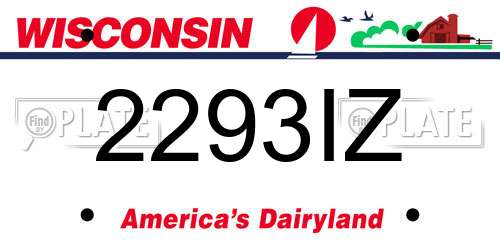 2293IZ Wisconsin License Plate