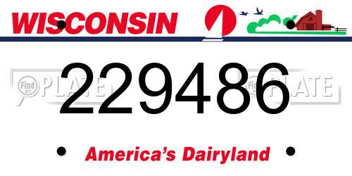 229486 Wisconsin License Plate