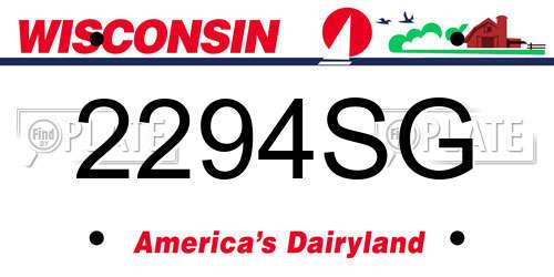 2294SG Wisconsin License Plate