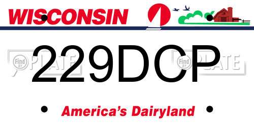 229DCP Wisconsin License Plate