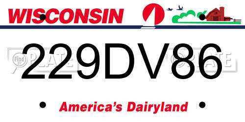 229DV86 Wisconsin License Plate