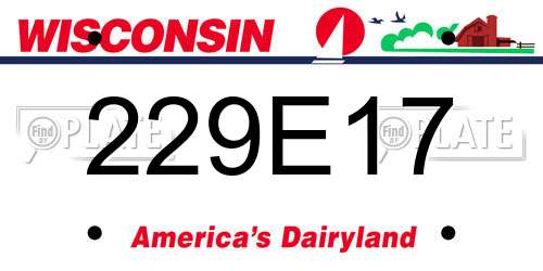 229E17 Wisconsin License Plate