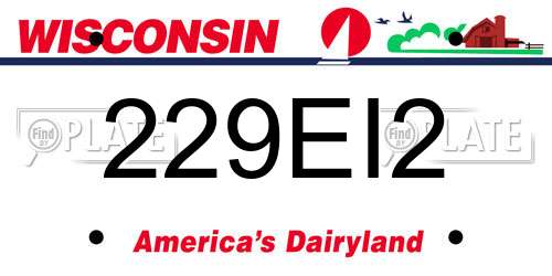 229EI2 Wisconsin License Plate