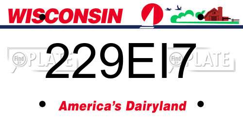 229EI7 Wisconsin License Plate