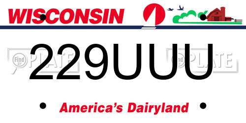 229UUU Wisconsin License Plate