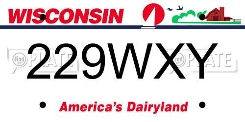 229WXY Wisconsin License Plate