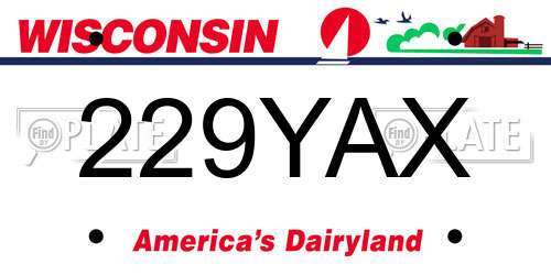 229YAX Wisconsin License Plate