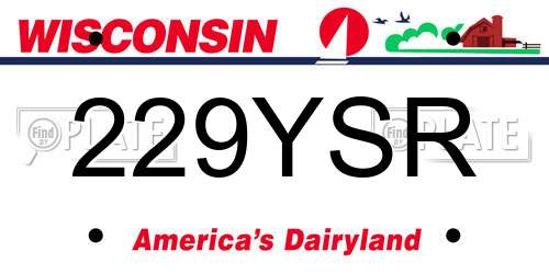 229YSR Wisconsin License Plate
