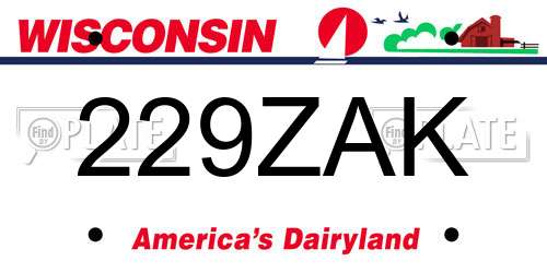 229ZAK Wisconsin License Plate