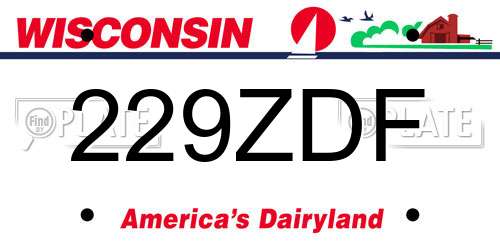 229ZDF Wisconsin License Plate