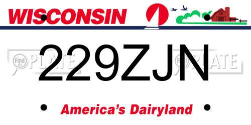 229ZJN Wisconsin License Plate
