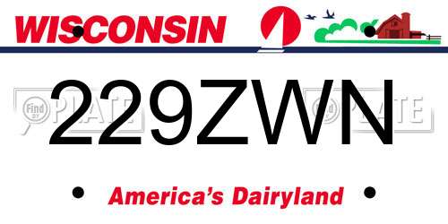 229ZWN Wisconsin License Plate