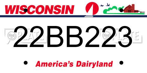 22BB223 Wisconsin License Plate