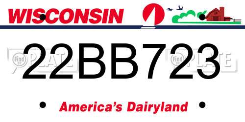 22BB723 Wisconsin License Plate