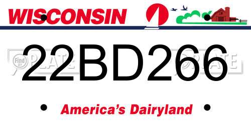 22BD266 Wisconsin License Plate
