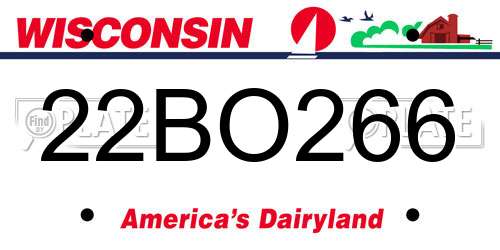 22BO266 Wisconsin License Plate