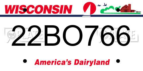 22BO766 Wisconsin License Plate