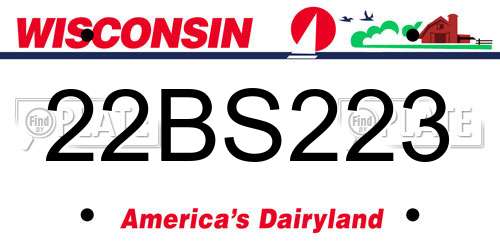 22BS223 Wisconsin License Plate