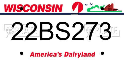 22BS273 Wisconsin License Plate