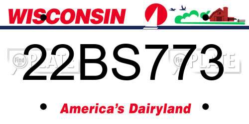 22BS773 Wisconsin License Plate
