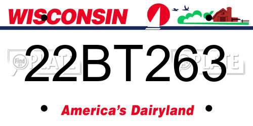 22BT263 Wisconsin License Plate