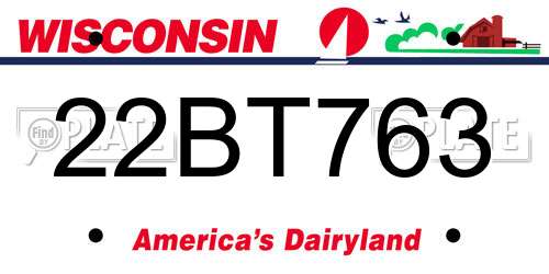 22BT763 Wisconsin License Plate