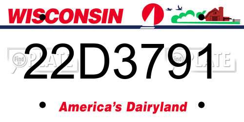 22D3791 Wisconsin License Plate