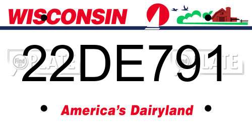22DE791 Wisconsin License Plate