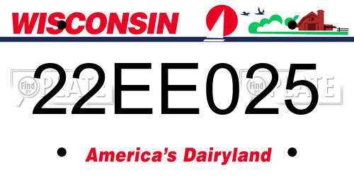 22EE025 Wisconsin License Plate