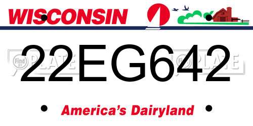 22EG642 Wisconsin License Plate