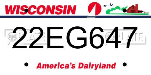 22EG647 Wisconsin License Plate