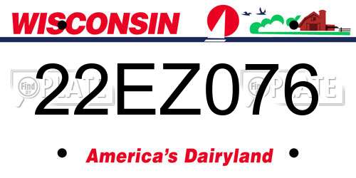 22EZ076 Wisconsin License Plate