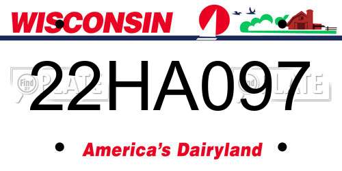 22HA097 Wisconsin License Plate