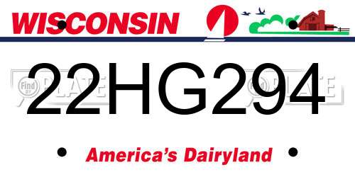 22HG294 Wisconsin License Plate