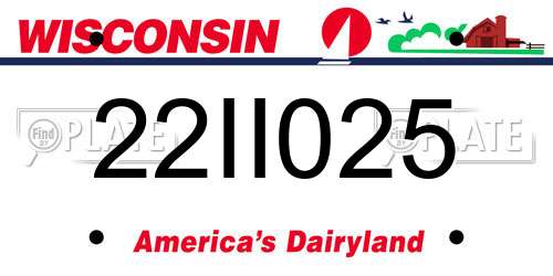 22II025 Wisconsin License Plate